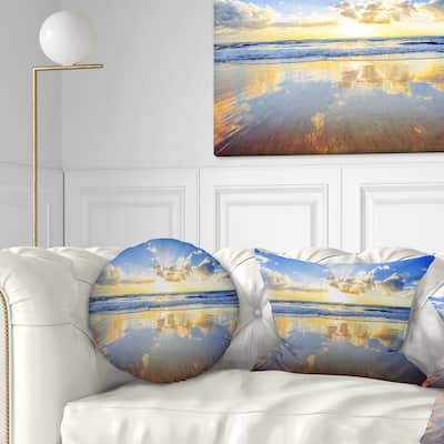 Designart 'Blue Sky and Clouds Mirrored in Sea' Seashore Throw Pillow