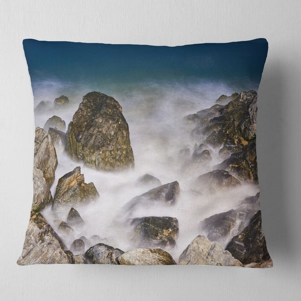 Designart Rocky Waves At Haeundae Coast Busan Seashore Throw Pillow Overstock 20944026