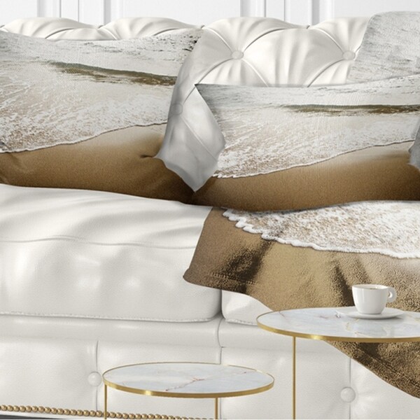 Designart 'White Waves in Mediterranean Sea' Seashore Throw Pillow