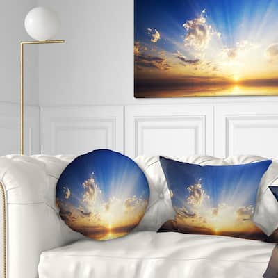 Designart 'Sunset in the Ocean Blue Sky Panorama' Seashore Throw Pillow