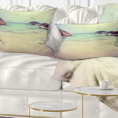Designart 'Vintage Style Seashore Thailand' Seascape Throw Pillow