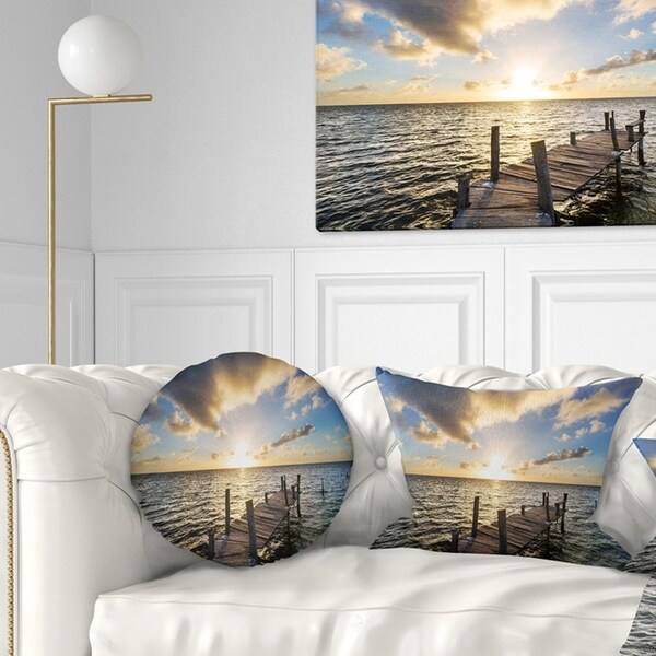 Designart 'Abandoned Boardwalk in Seashore' Bridge Throw Pillow