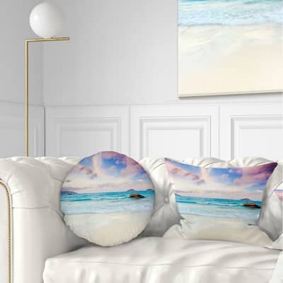 Designart 'Exotic Seashore Sunset Over Blue Sea' Seascape Throw Pillow