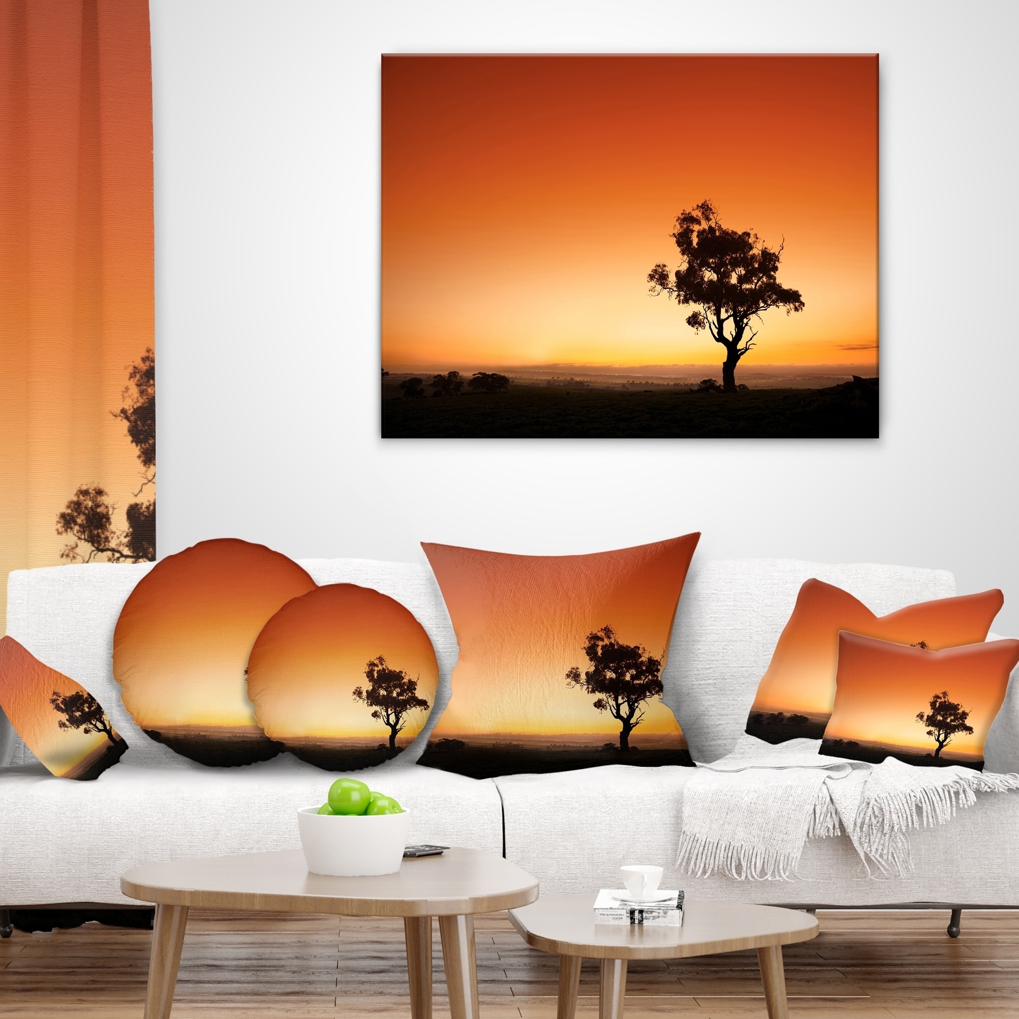 Designart 'Lonely Tree Holding the Moon' Landscape Printed Throw Pillow -  Bed Bath & Beyond - 20947161