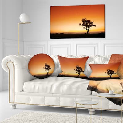 Designart 'Sunrise with Lonely Tree' Landscape Printed Throw Pillow