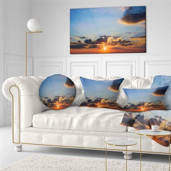 Designart 'Beautiful Cloudy Sunset Panorama' Seascape Throw Pillow