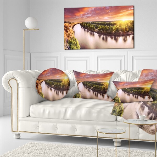 Designart 'Sunset over Murray River Panorama' Landscape Printed Throw Pillow