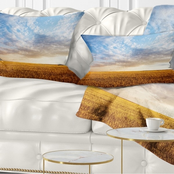 Designart 'Wheat Field under Summer Sky' Landscape Printed Throw Pillow