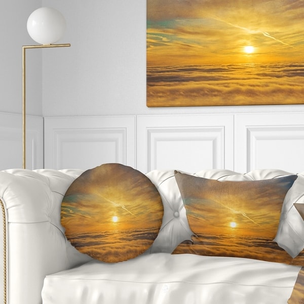 Designart 'Golden Sunset over Clouds' Oversized Beach Throw Pillow