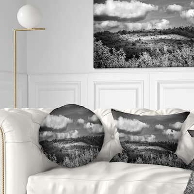 Designart 'Green Hills under Cloudy Sky' Landscape Printed Throw Pillow
