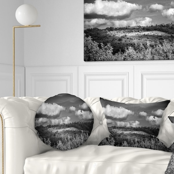 Designart 'Green Hills under Cloudy Sky' Landscape Printed Throw Pillow