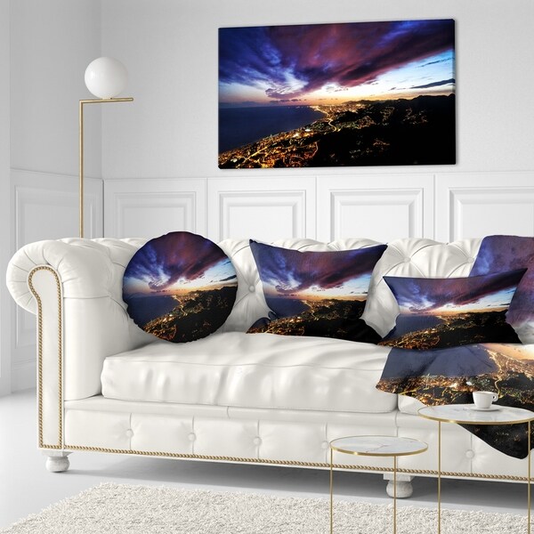Designart 'Barcelona Skyline Panorama' Cityscape Throw Pillow