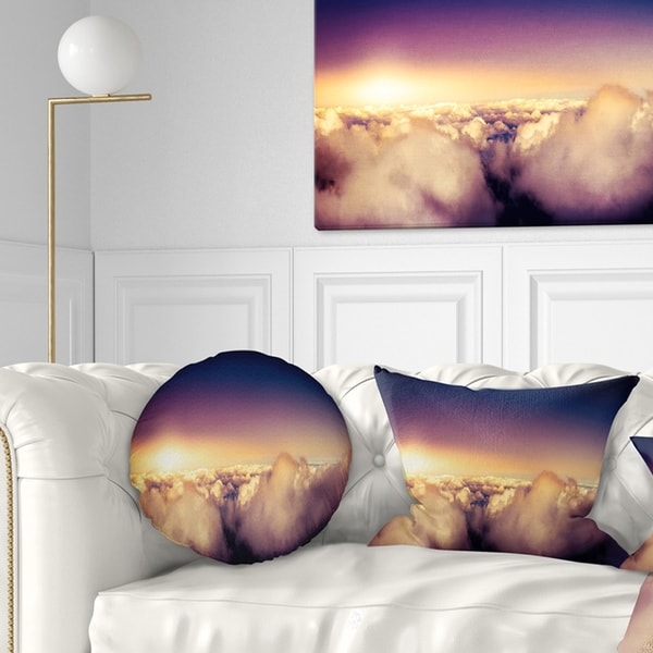 Designart 'Blue Sky over Clouds Panorama' Landscape Printed Throw Pillow