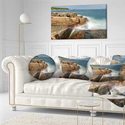 Designart 'Acadia National Park Coast' Oversized Beach Throw Pillow