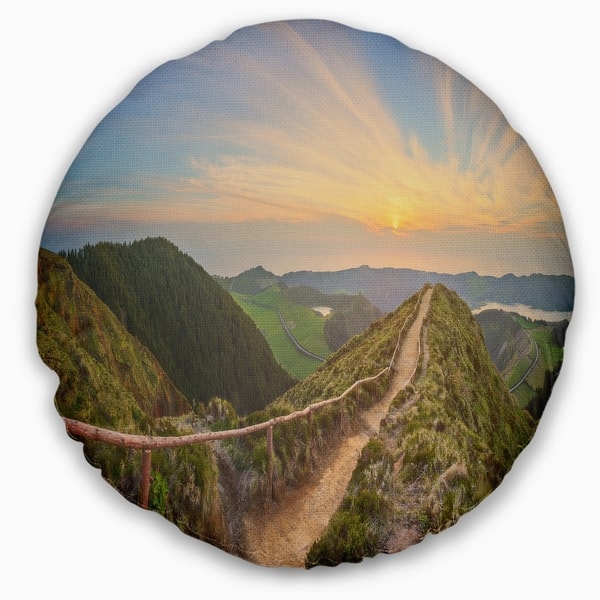 Designart Hiking Trail And Beautiful Lakes Contemporary Landscape Printed Throw Pillow On Sale Overstock 20944292