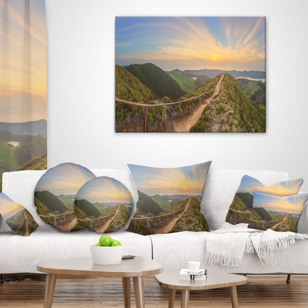 Designart Hiking Trail And Beautiful Lakes Contemporary Landscape Printed Throw Pillow On Sale Overstock 20944292