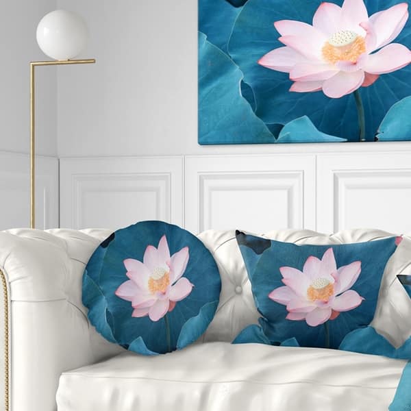Designart Blooming Pink Lotus Flower Oversized Beach Throw Pillow On Sale Overstock 20944298
