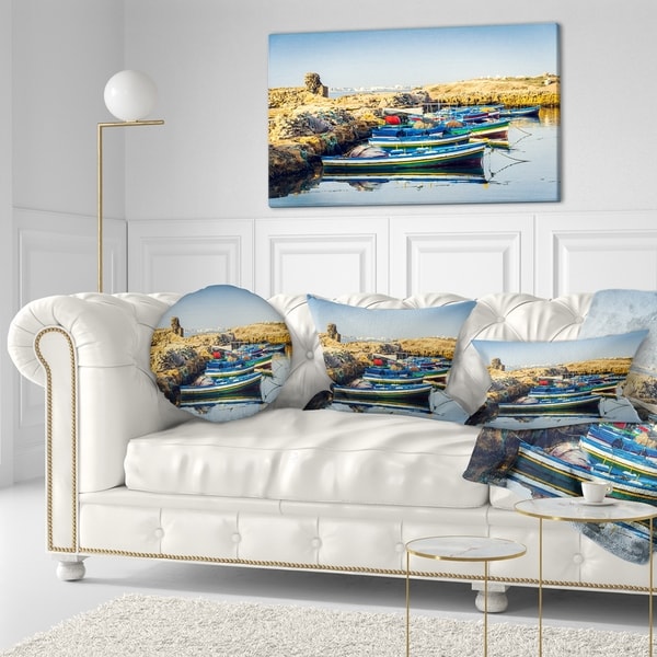 Designart 'Ancient Phoenician Port Africa' Landscape Printed Throw Pillow