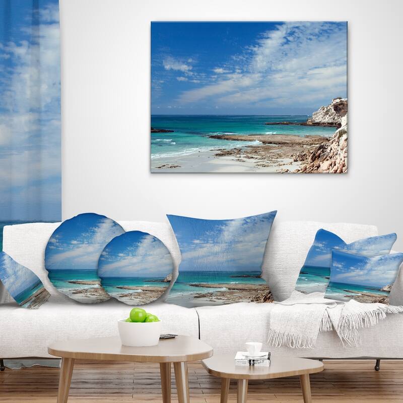 Designart 'Rocky Coast Panoramic View' Seashore Throw Pillow