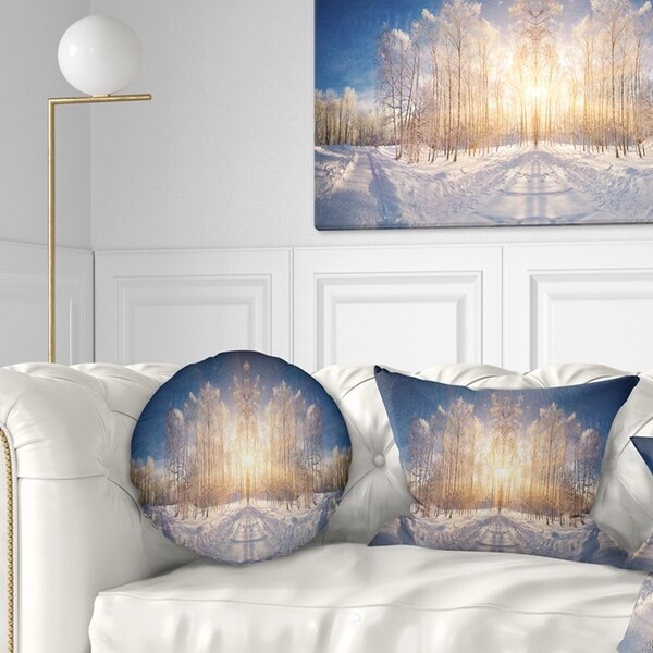 Designart 'Horizontally Flipped Winter Land' Landscape Printed Throw Pillow