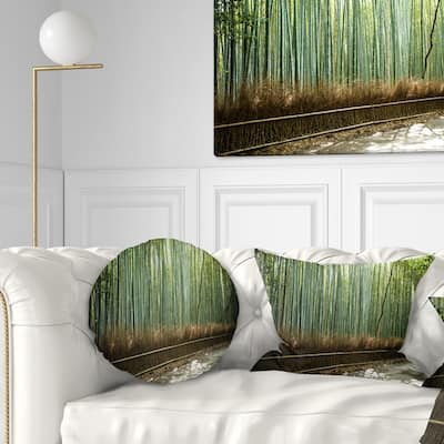Designart 'Beautiful View of Bamboo Forest' Forest Throw Pillow