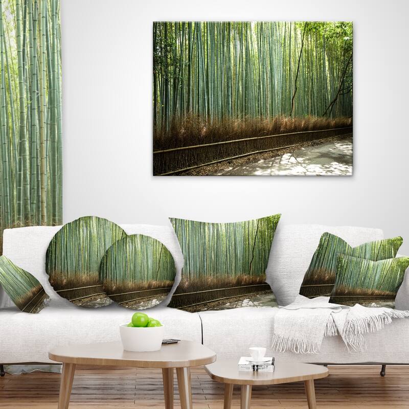 Designart 'Beautiful View of Bamboo Forest' Forest Throw Pillow