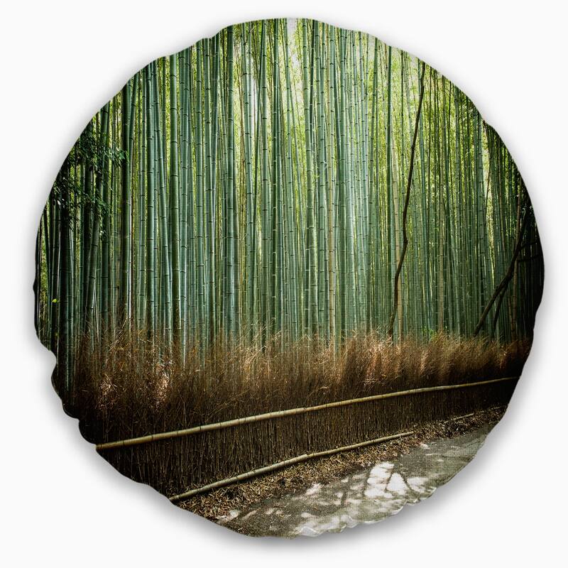 Designart 'Beautiful View of Bamboo Forest' Forest Throw Pillow