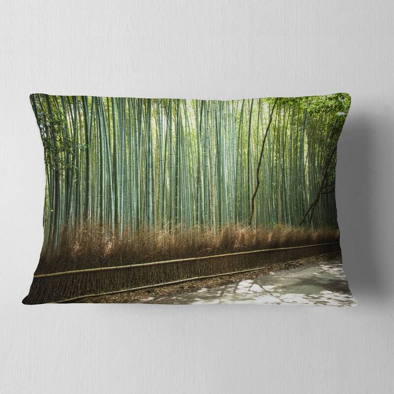 Designart 'Beautiful View of Bamboo Forest' Forest Throw Pillow