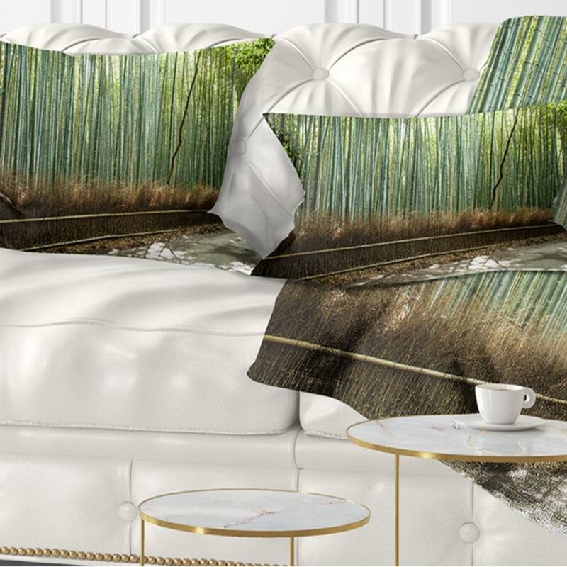 Designart 'Beautiful View of Bamboo Forest' Forest Throw Pillow - Rectangle - 12 in. x 20 in. - Medium