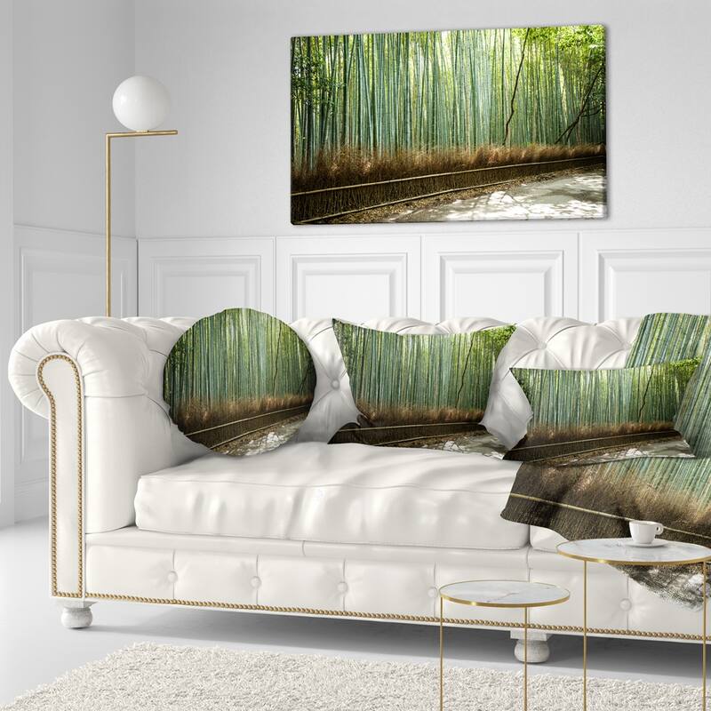 Designart 'Beautiful View of Bamboo Forest' Forest Throw Pillow