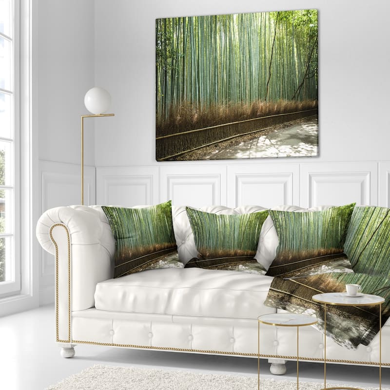 Designart 'Beautiful View of Bamboo Forest' Forest Throw Pillow