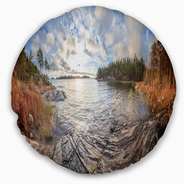 Designart Rocky Coast Of Autumn Lake Seashore Throw Pillow On Sale Overstock 20944532
