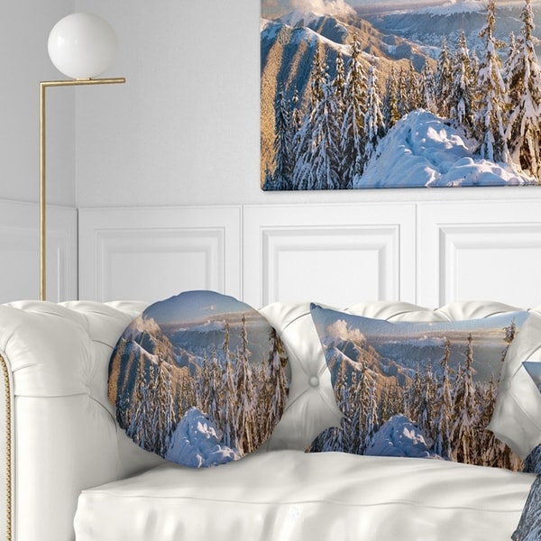 Designart 'Winter Carpathians Panoramic View' Landscape Printed Throw Pillow