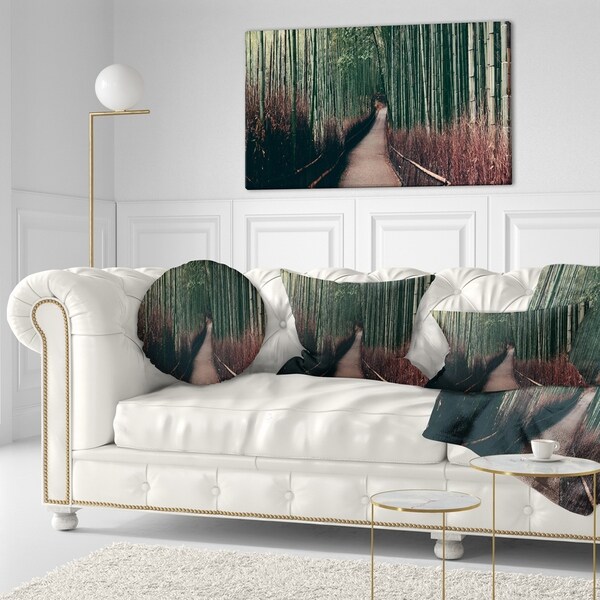 Designart 'Bamboo Grove in Arashiyama Panorama' Forest Throw Pillow