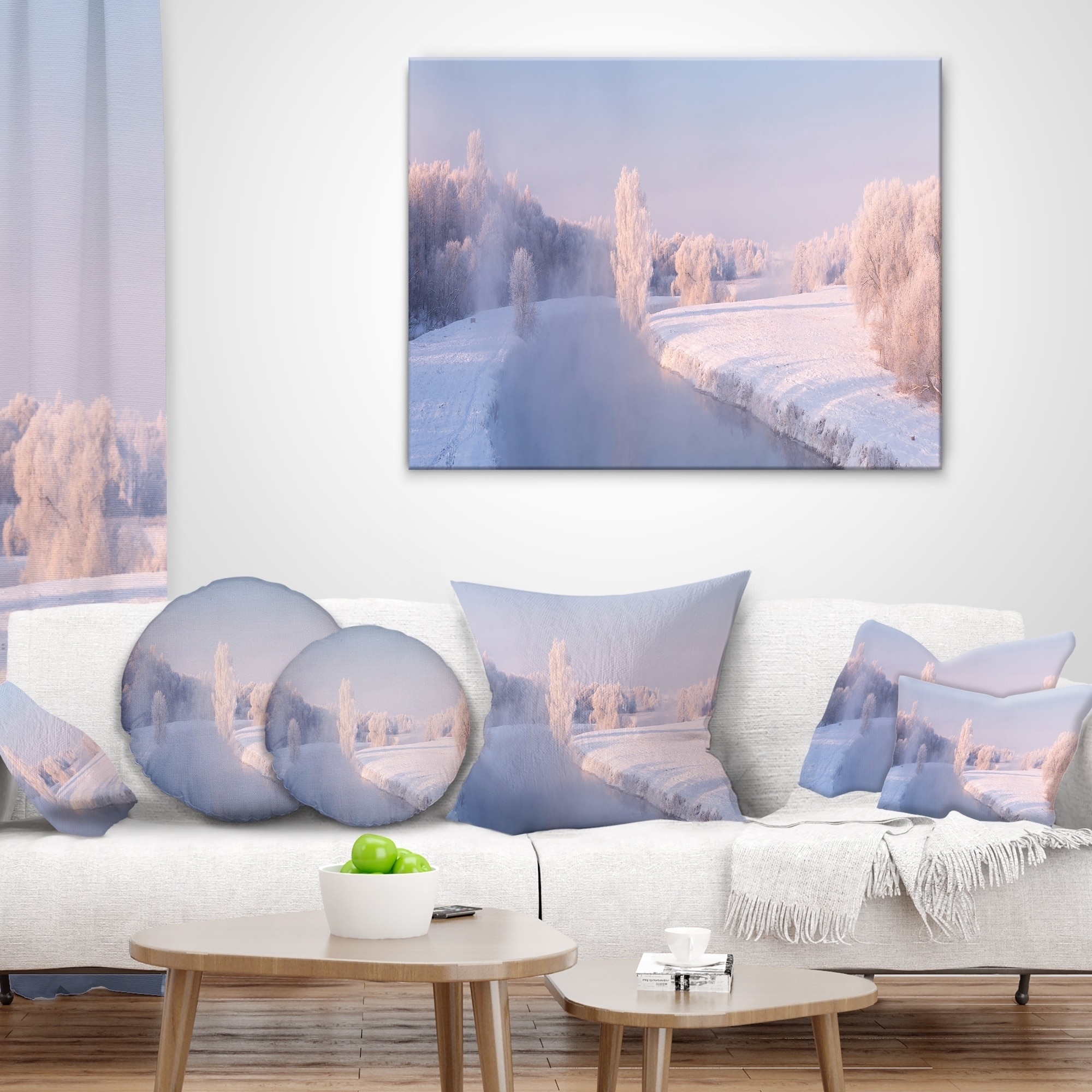 Designart 'Christmas Winter Happy Scene' Landscape Printed Throw Pillow -  Bed Bath & Beyond - 20890854