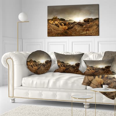 Designart 'Brown Rocky Forest Panorama' Landscape Printed Throw Pillow