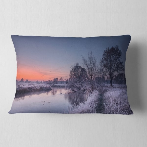 Designart Frosty Fall Morning Panorama Landscape Printed Throw Pillow On Sale Overstock 20944599