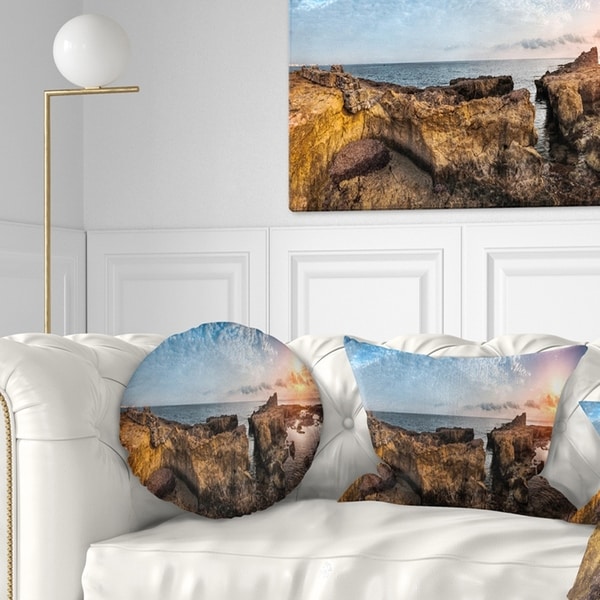 Designart 'Bright African Seashore Panorama' Oversized Beach Throw Pillow