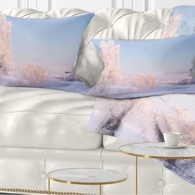 Designart 'White Crystal Tree and Landscape' Landscape Printed Throw Pillow