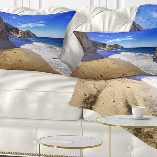 Designart 'Portoferraio Sansone Sorgente Beach' Landscape Wall Throw Pillow