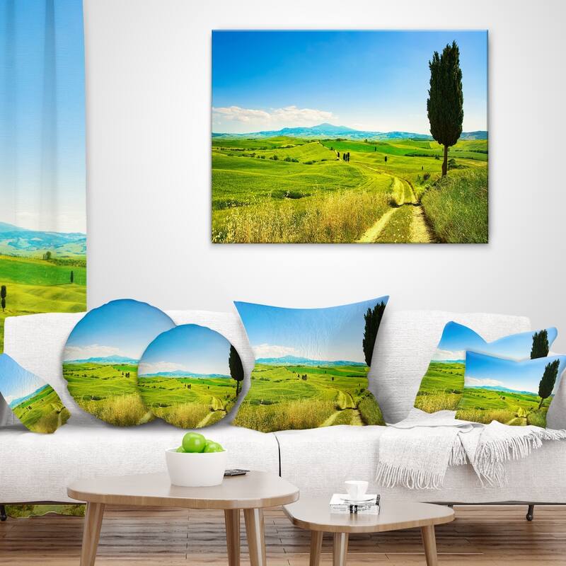 Designart 'Rural Landscape Countryside Farm' Landscape Wall Throw Pillow