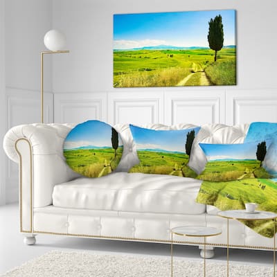 Designart 'Rural Landscape Countryside Farm' Landscape Wall Throw Pillow