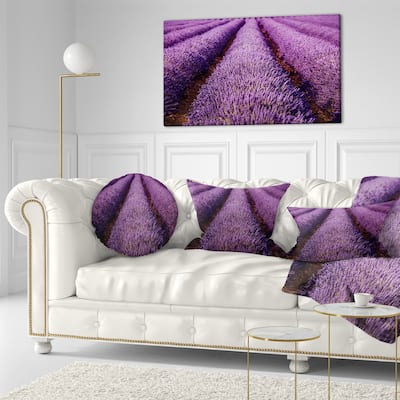 Designart 'Endless Rows of Lavender Field' Landscape Wall Throw Pillow