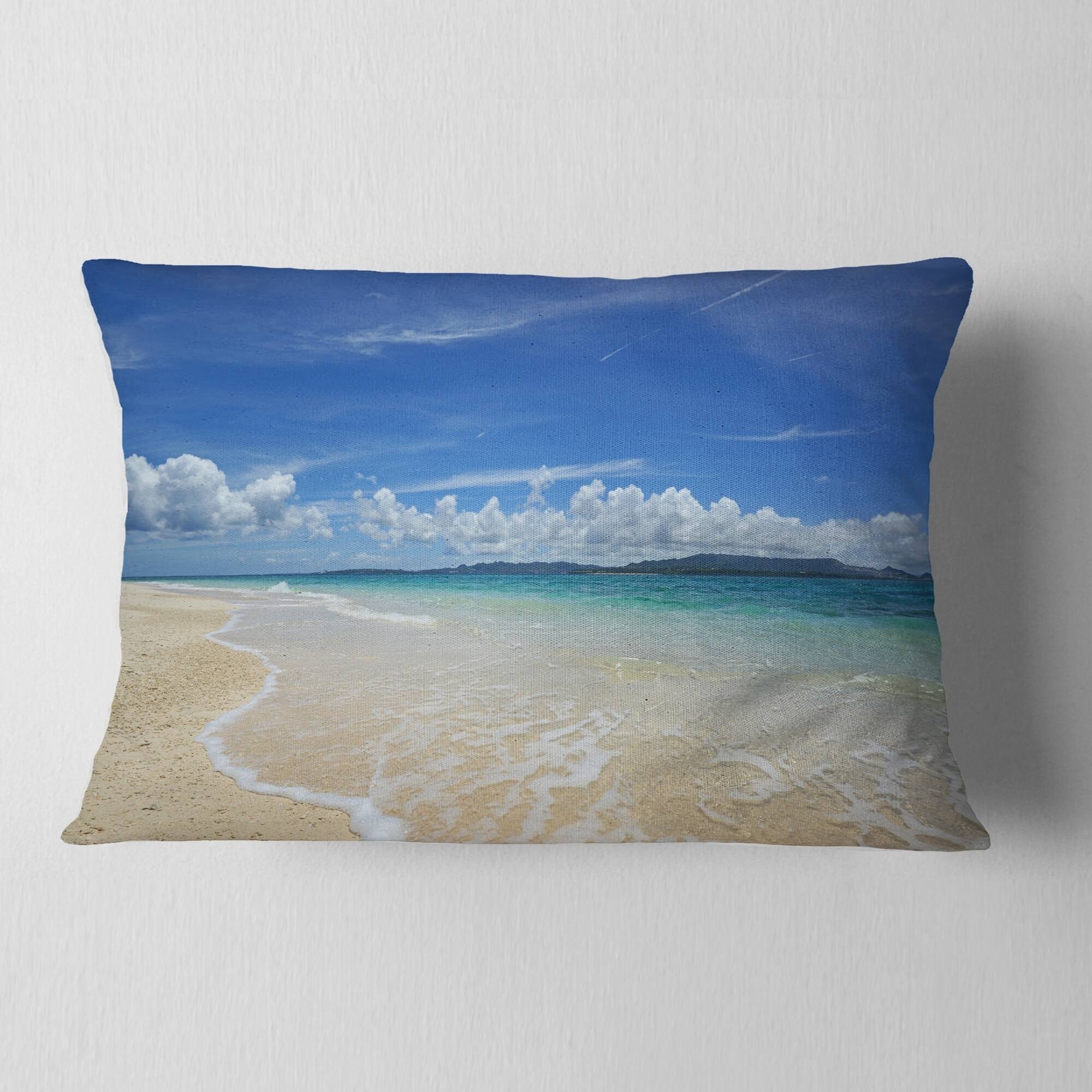 Designart 'gorgeous Beach In Summertime' Modern Seascape Throw Pillow 