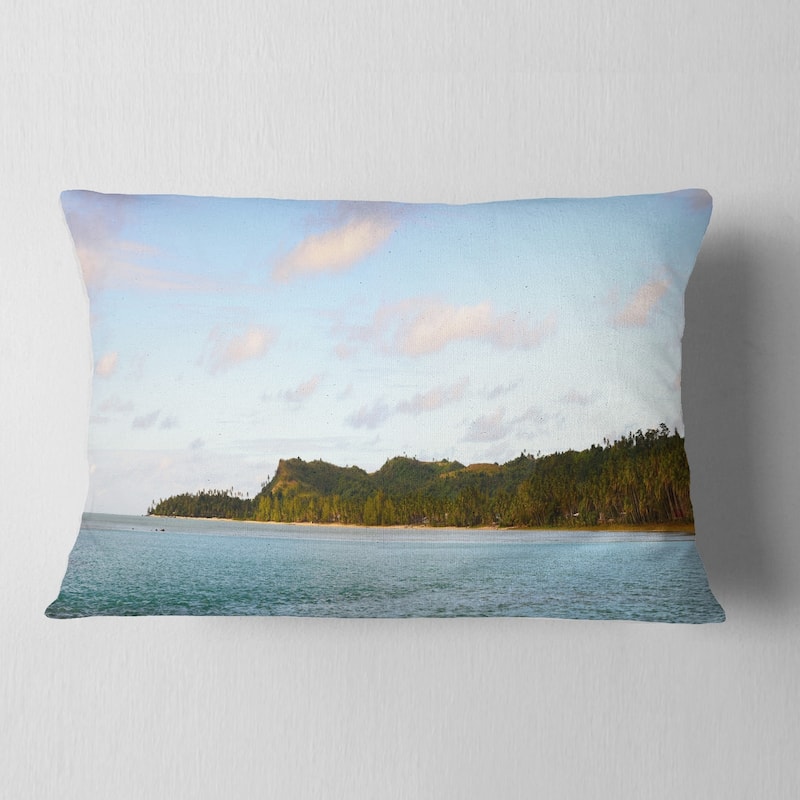 Designart 'Aitutaki Lagoon Large Panorama' Modern Seascape Throw Pillow ...