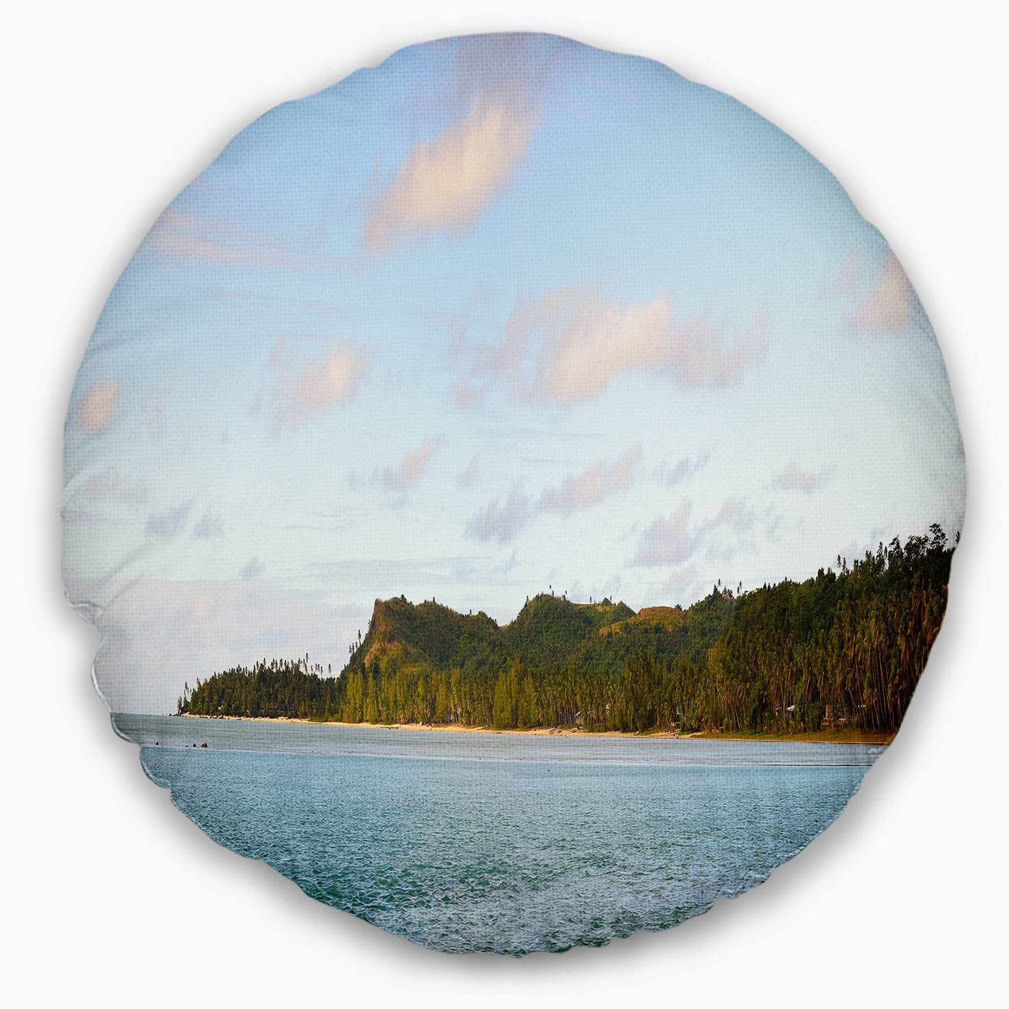 Designart 'Aitutaki Lagoon Large Panorama' Modern Seascape Throw Pillow ...