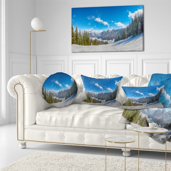Designart 'Austrian Alps Seen From Ski Slope' Landscape Printed Throw Pillow