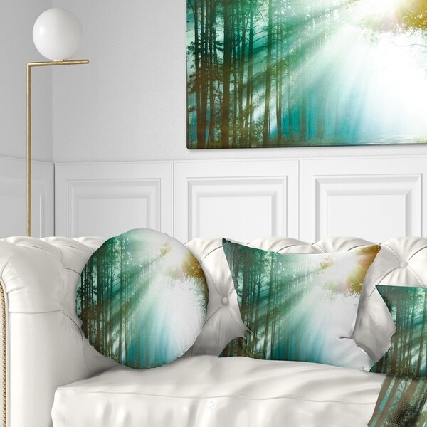 Designart 'Magic Blue Forest' Landscape Photography Throw Pillow