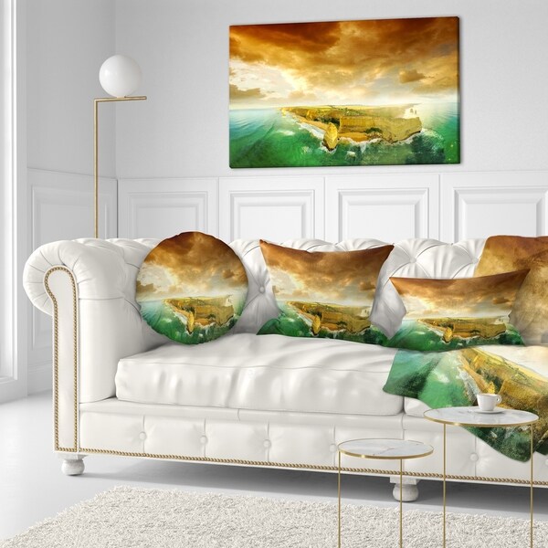 Designart 'Great Ocean Road Australia Green' Modern Seascape Throw Pillow
