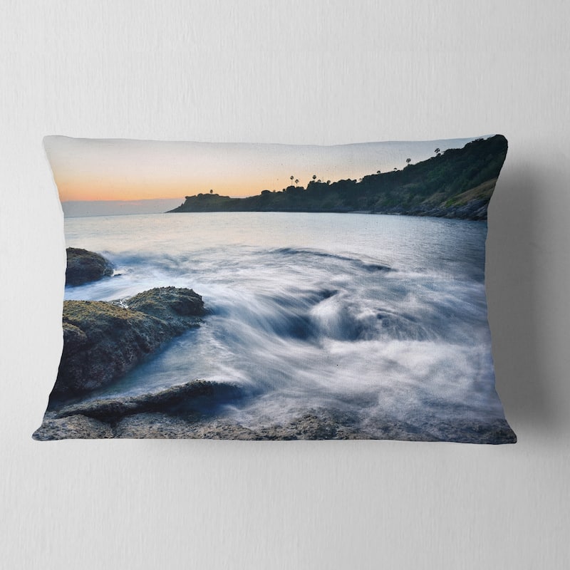 Designart 'slow Motion Sea Waves Over Rocks' Modern Seascape Throw 